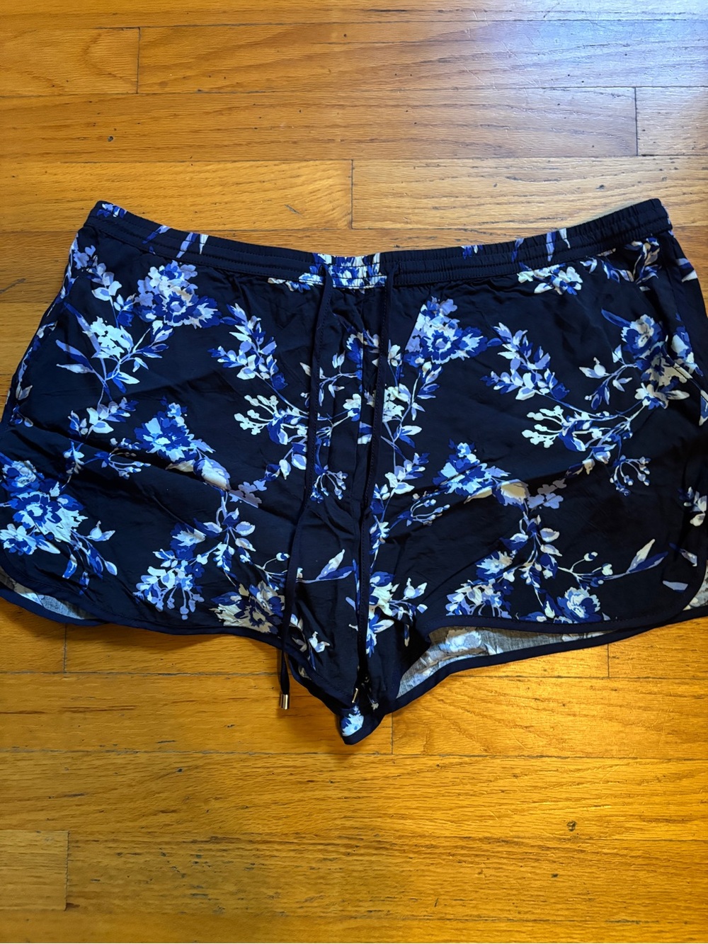 Gap Womens Floral Navy Linen Drawstring Shorts